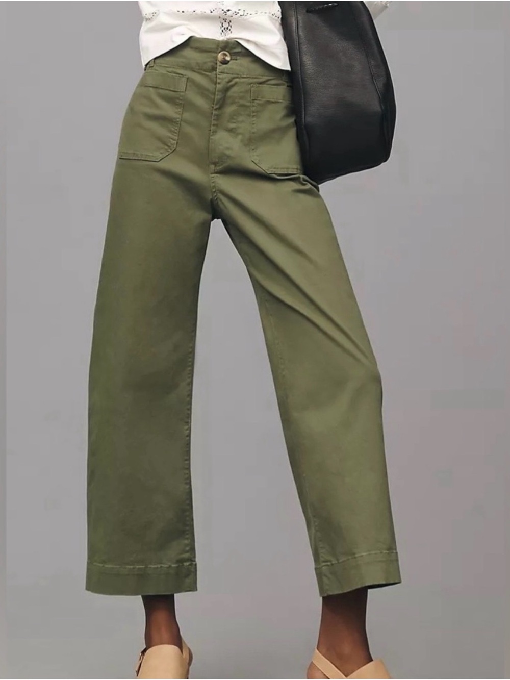 Anthropologie - Maeve Olive Green Collette Linen Pants - Size 26 - Picture 4 of 4